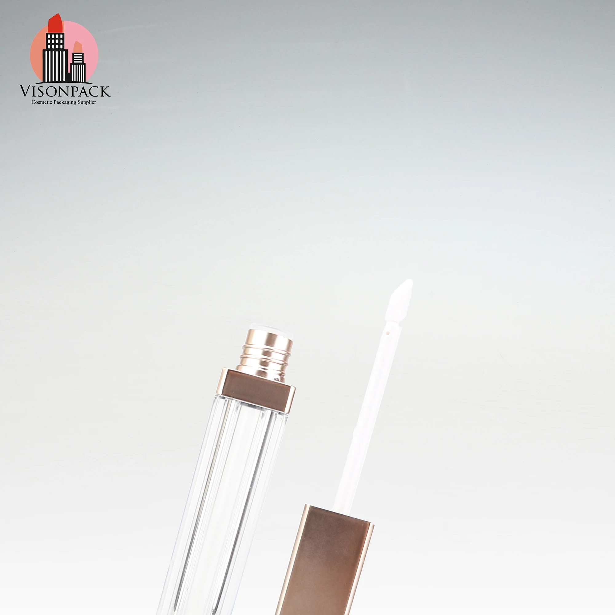 8 Ml Custom Cosmetic Empty Lip Gloss Containers Tube Gold Top Clear Bottle Lip Gloss Tubes