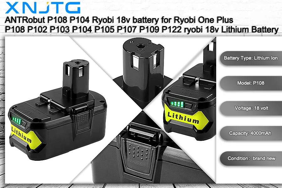 18 Voltage 6.0ah Lithium Ion Replace Tool Battery For Ryobi P108 P106