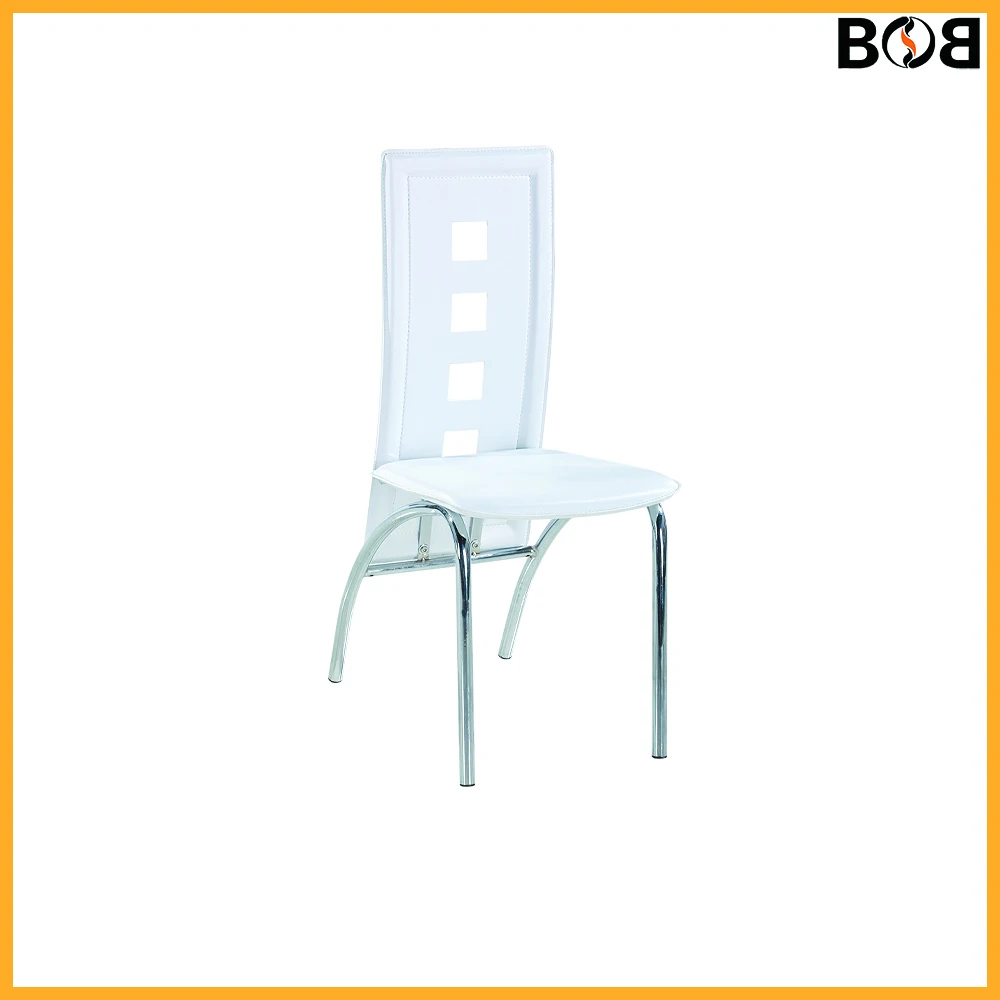 dining table set italian 2019  morden new design European luxury style stackable dining chair with PVC cover chromed metal legs