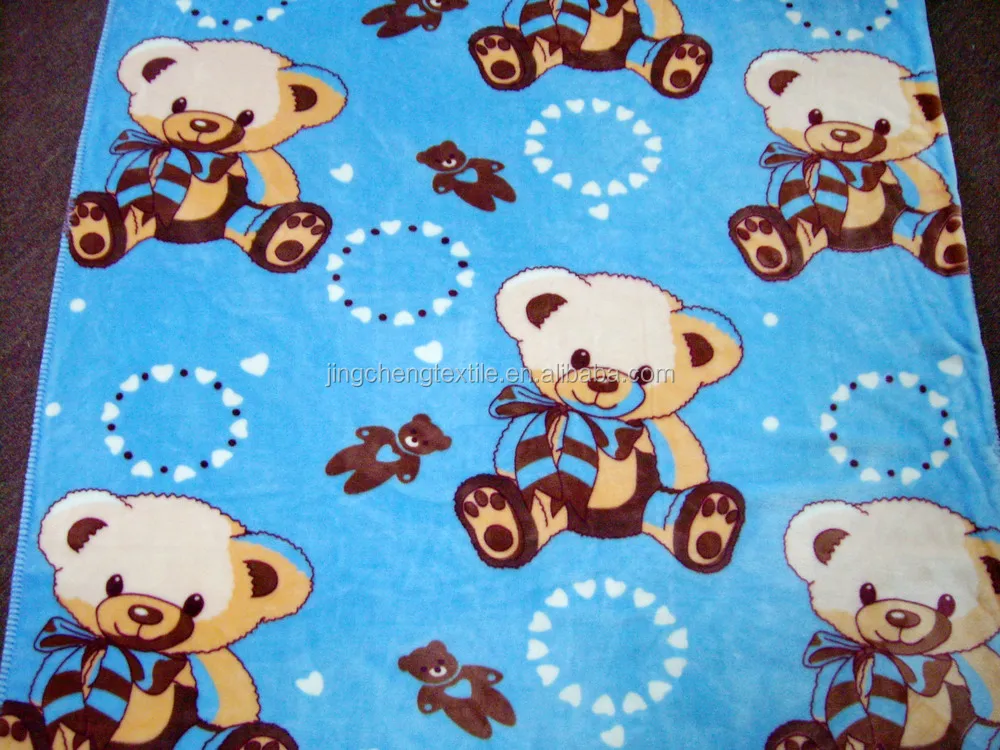Golden Bear Printed Flannel Fleece Coral Fleece Blanket For Baby
