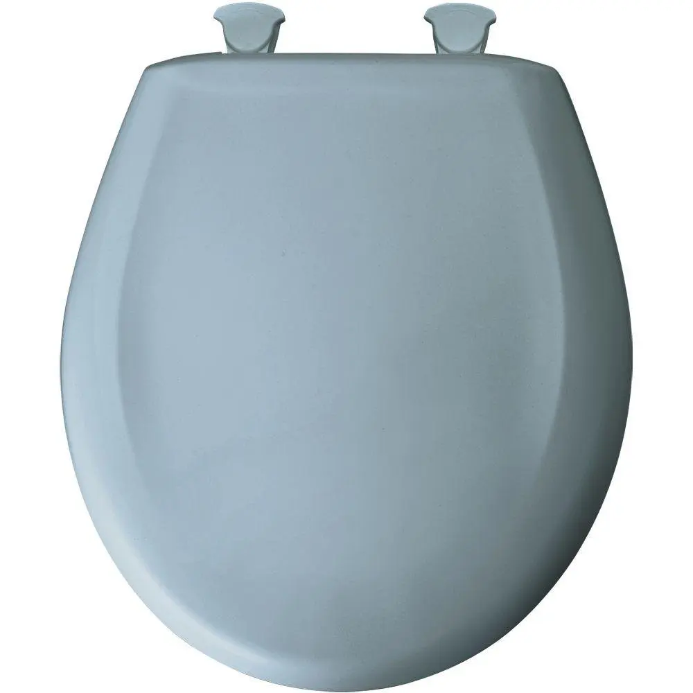 Round Closed Front Plastic Toilet Seat with Cover, Cerulean Blue