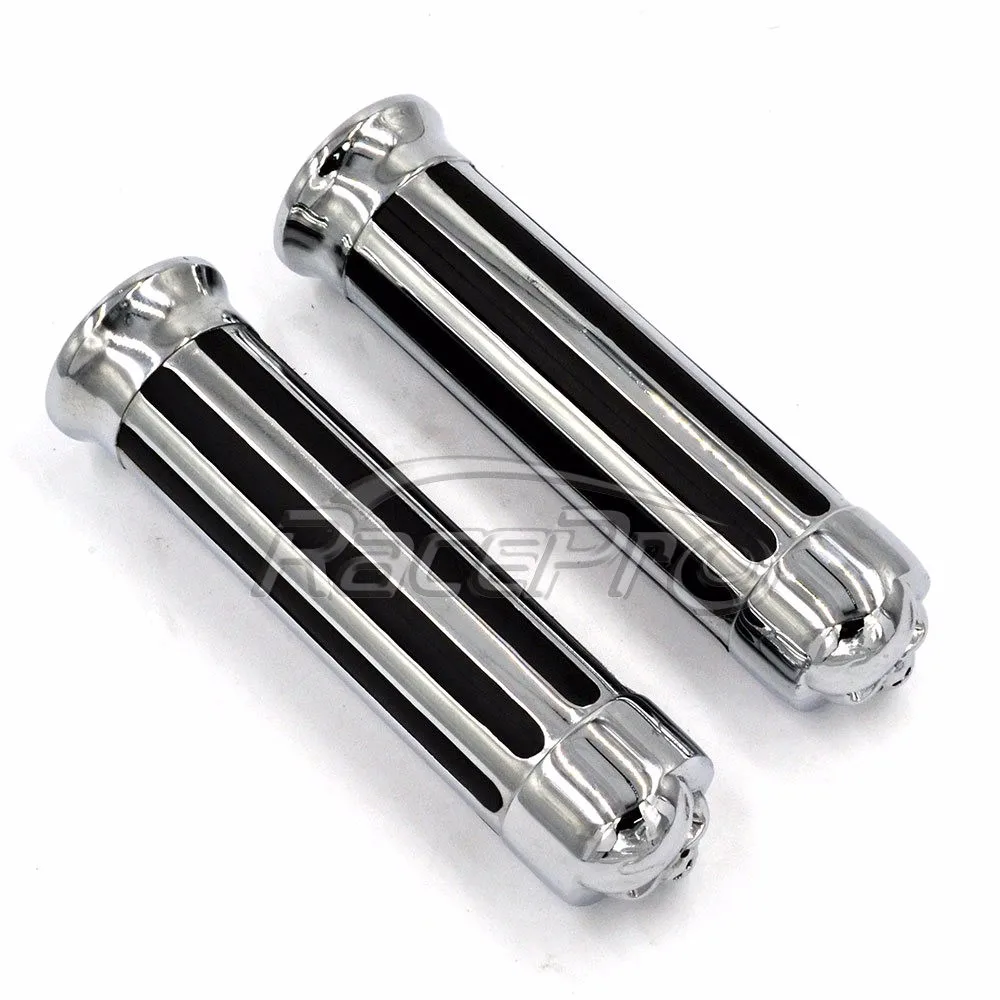 Aluminum Chrome Skull End Motorcycle Handlebar Grips For Magna,Shadow