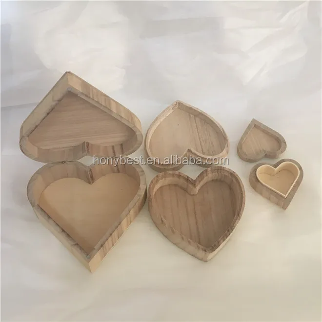 Ecofriendly Small Unfinished Heart Shape Wooden Box Wholesale With Lid