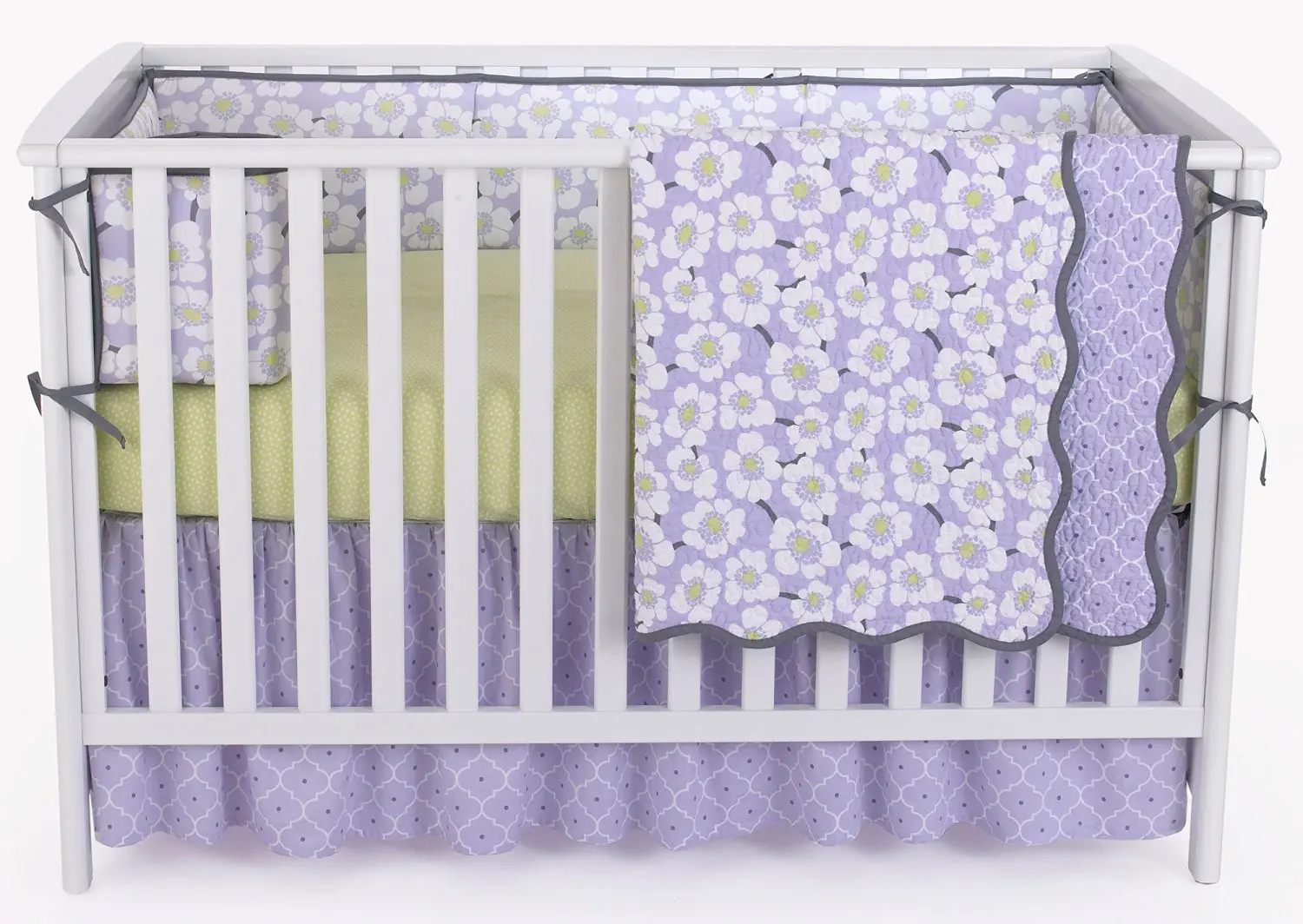 Buy Lavender Poppy Floral 4 Piece Baby Crib Bedding Set With