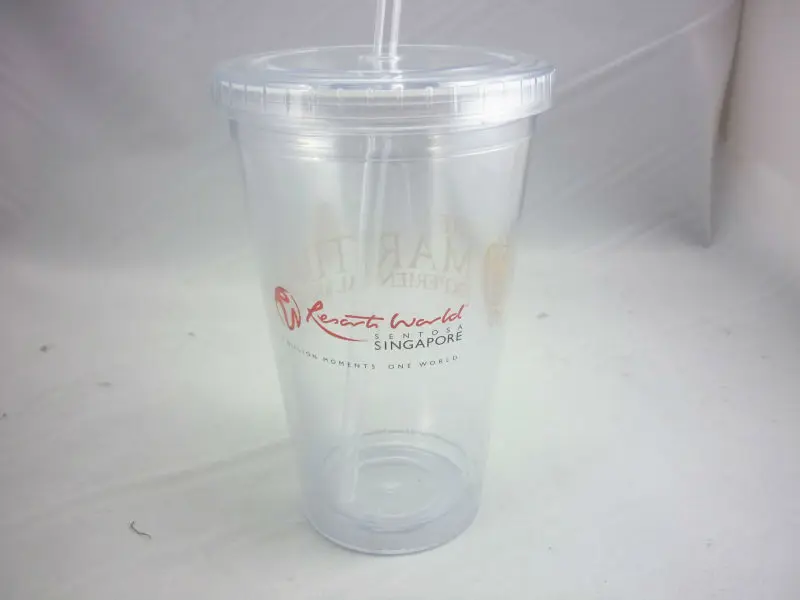 10 Oz 16 Oz 24 Oz Plastic Double Wall Cup With Lid And Straw - Buy 10 ...