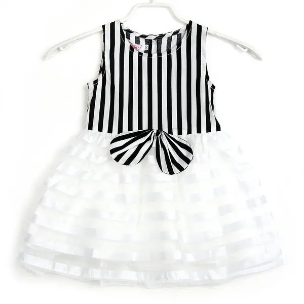 Kids Striped Tutu Bowknot Sleeveless font b Dress b font Baby Girls font b Fancy b
