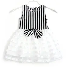 Kids Striped Tutu Bowknot Sleeveless font b Dress b font Baby Girls font b Fancy b