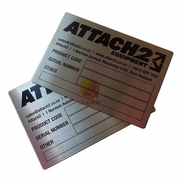 Brushed Aluminum Printed Electrical Appliances Nameplate For Machines