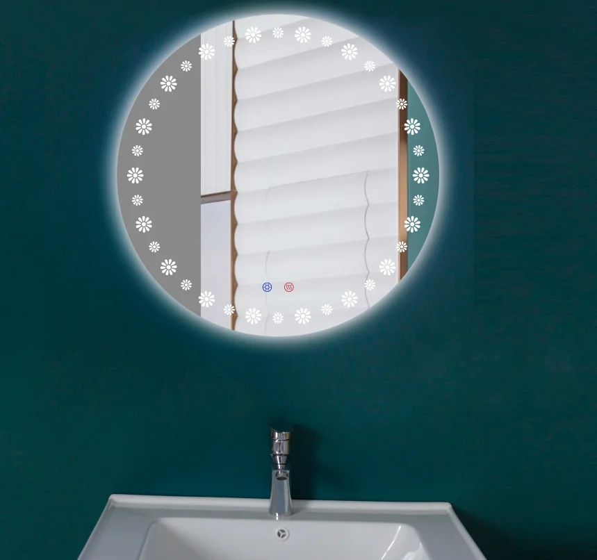 Hotel Bathroom Anti-Fog Multi-Colored Lights Touch Screen Led Mirror