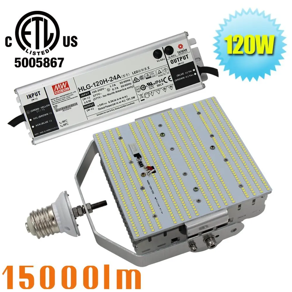 480V 120W LED Shoebox Retrofit Kit Replace 400Watt Metal Halide Parking Lot Light 5700K Daylight E39 480volt High Bay Retrofit Kit Street Gas Station Lighting AC185-528V