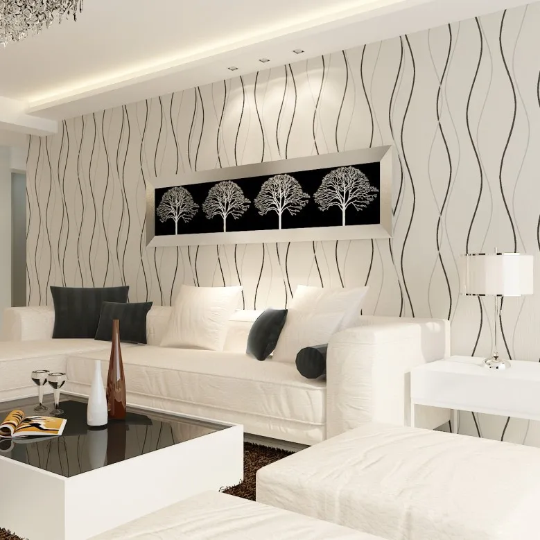 T curve gestreepte behang behang moderne minimalistische woonkamer ... Woonkamer behang gestreept
