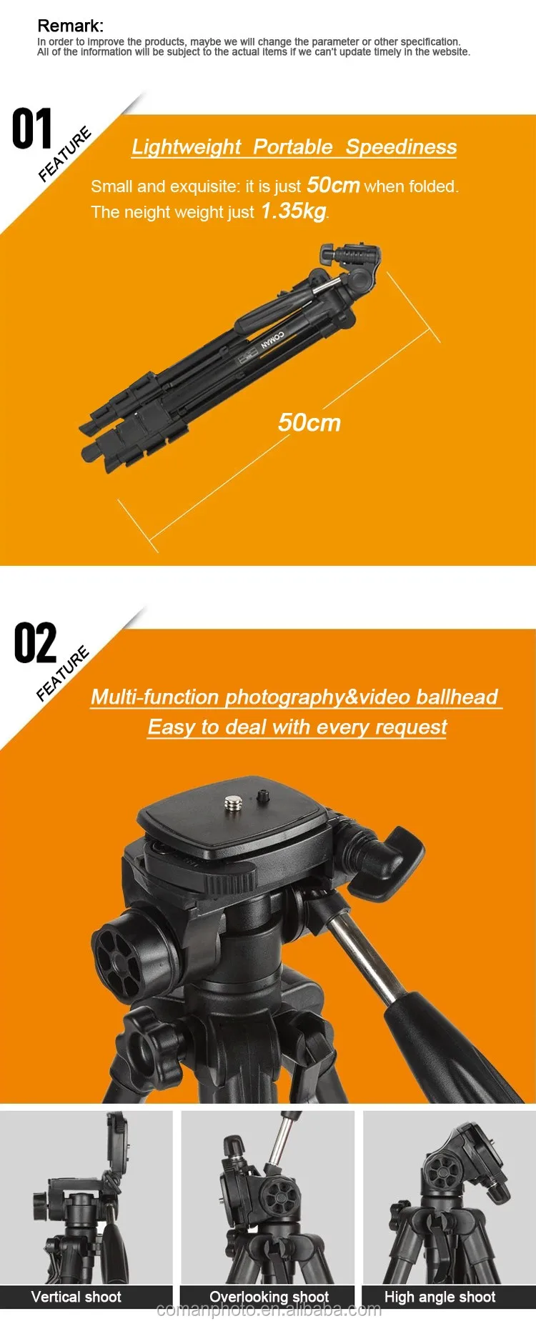 Coman Factory Traveling Tripod Kit For Camera Stand E800 Portable Buy