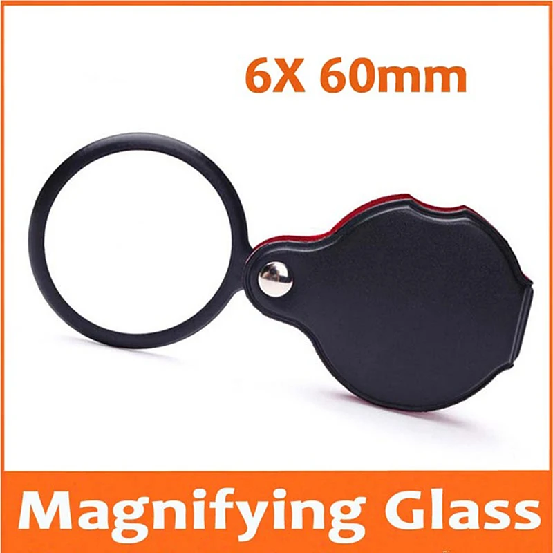 High Quality Portable Pocket Folding Leather Case Magnifier 6x Optical Glass Lens Magnifier 6025