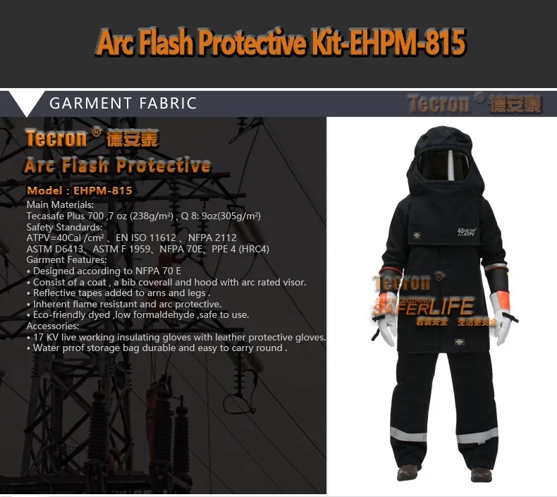 Electrical Safety Suit/40cal Arc Flash Suit/arc Rated Safety Clothing