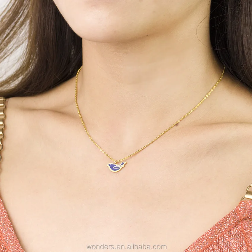 Enamel Bird Necklace Jewelry Manufacturers Jewellery Birthday Gifts For Girls Stainless Steel