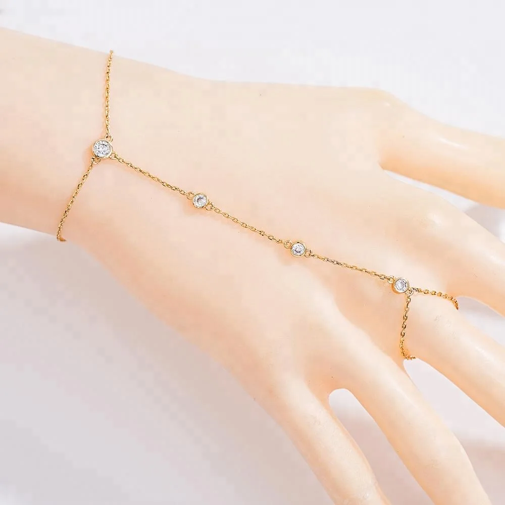 Simple 18k Gold Plated Hand Chain 