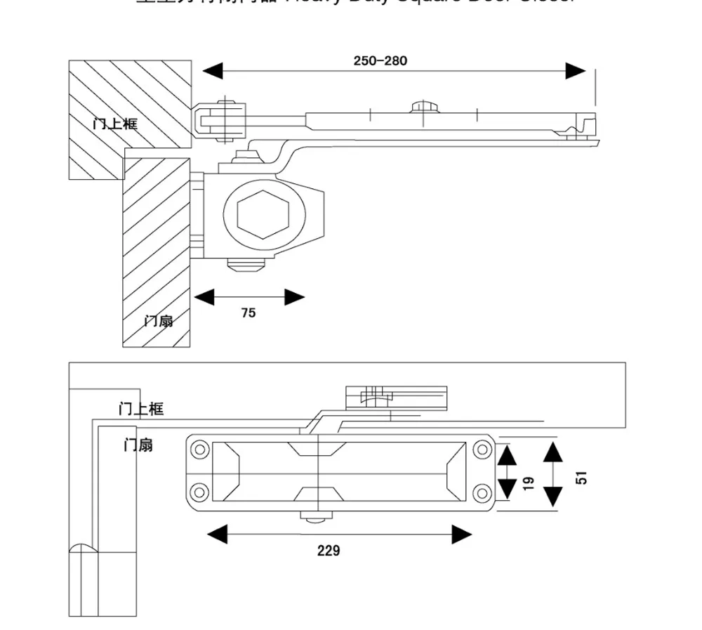 80110kg Fire Rated Automatic Door Closers,Heavy Duty Aluminum Door