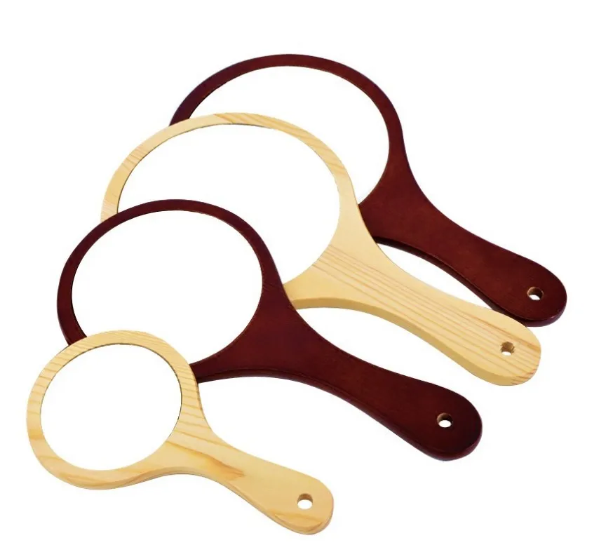 Wooden One Side Customize Shape Hand Mirror Personalized Custom Engrave