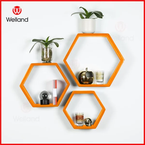 Colorful Hexagon Decorative Wall Mount Shelves, View Wall Shelf