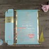 Tiffany Blue Paper Customized Gold Printed Wedding Scroll Invitations