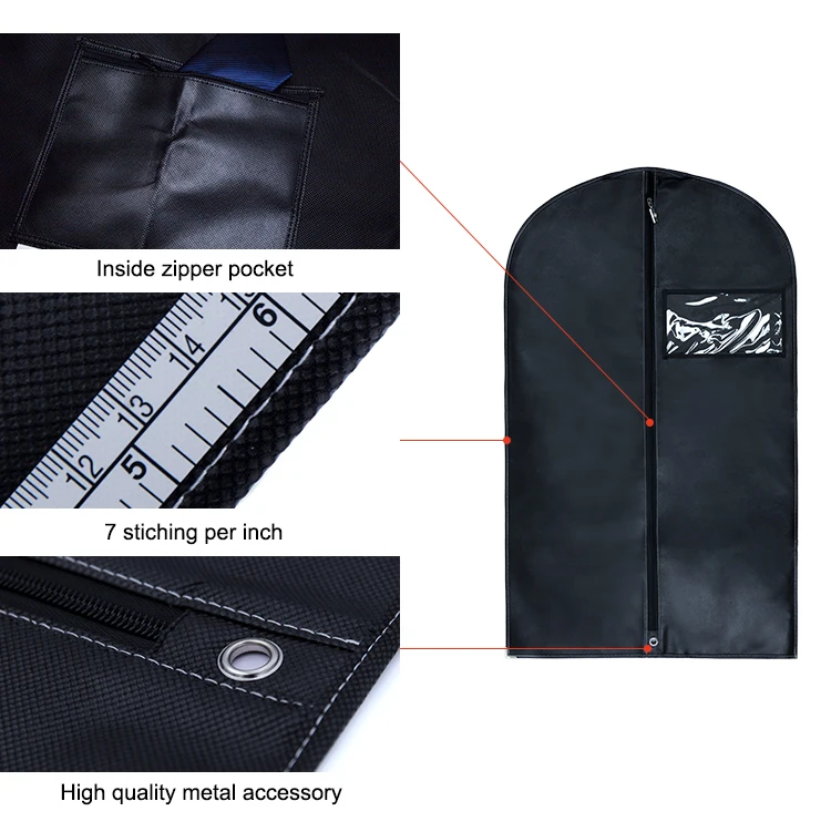 120gsm Non Woven Customised Breathable Zippered Garment Bags Wholesale