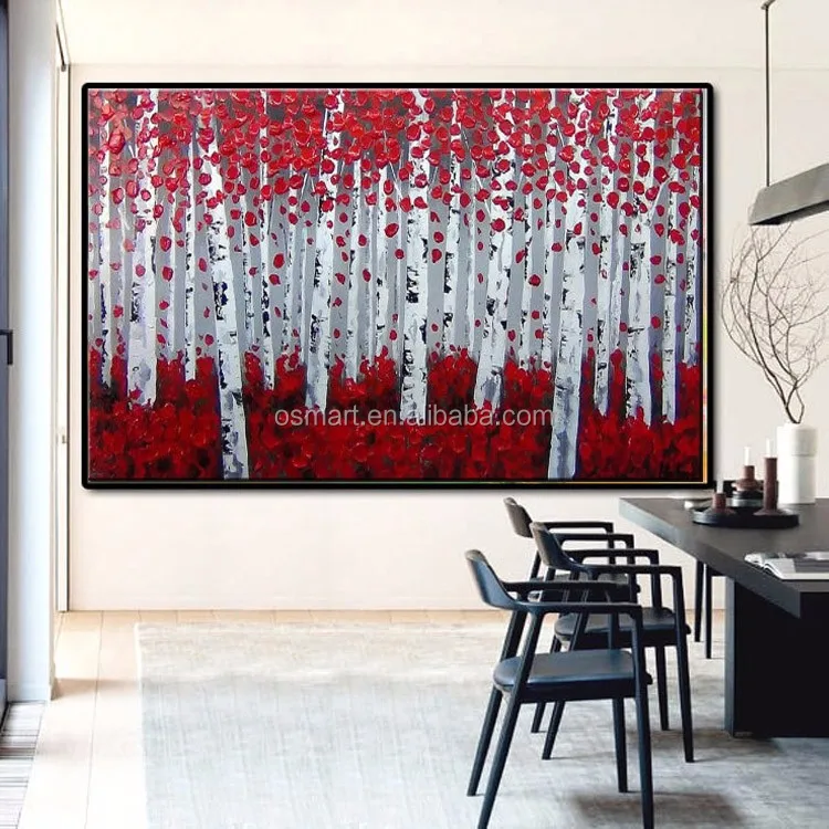 Rode en witte kunstwerk 100 met de hand gemaakte woonkamer aan ... Schilderij woonkamer white