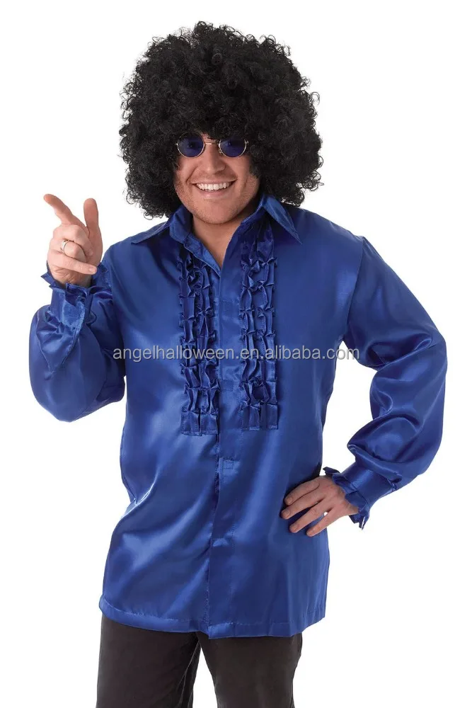 70s Disco Ruffle Shirt Mens 1970s Fancy Dress Costume Adult Fever 60s Frilly Fun 