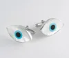 Customized sterling silver mother pearl shell evileye cufflink