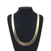 Hip Hop Men Flat Snake 14K Gold Chain Men Herringbone Chain Necklace Set