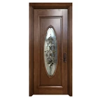 Modern Mideast House Interior Design PVC MDF Inserts Oval Glass Entry Door For Sale