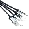 2019 New Product Nylon LED 3 in 1 Multi USB Charger Cable For Micro Type C 8Pin Can Be Customized LOGO