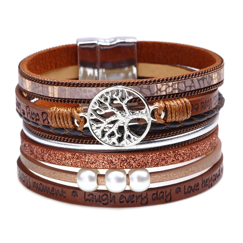 Men's braided leather bracelet with snake skin patterned magnetic clasp made to order custom sizes