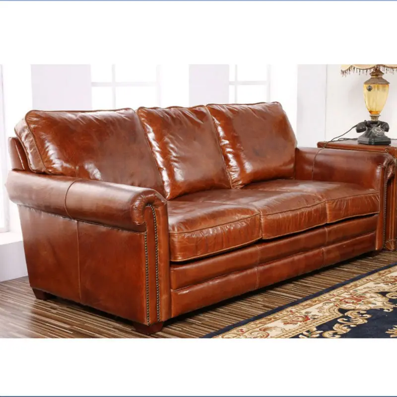 Retro Vintage Leather Antique Chesterfield Sofa For Living Room Retro Vintage Leather Antique