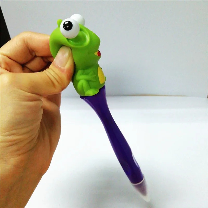 Custom Eyes Pop Squeeze Plastic Pens With Logo,3d Frog Animal Pvc