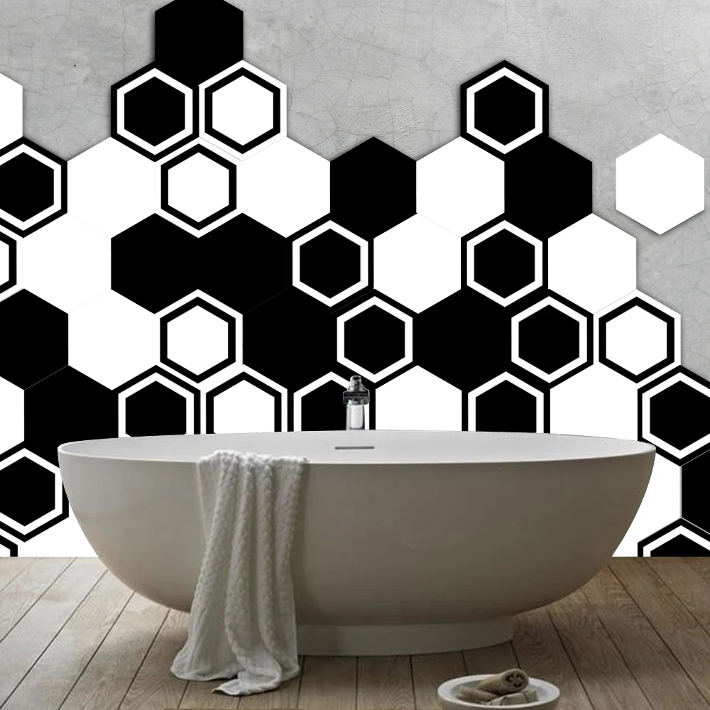 Pure Black And White Waterproof 3d Adhesive Removable Bathroom Tile Stickers Buy Removable