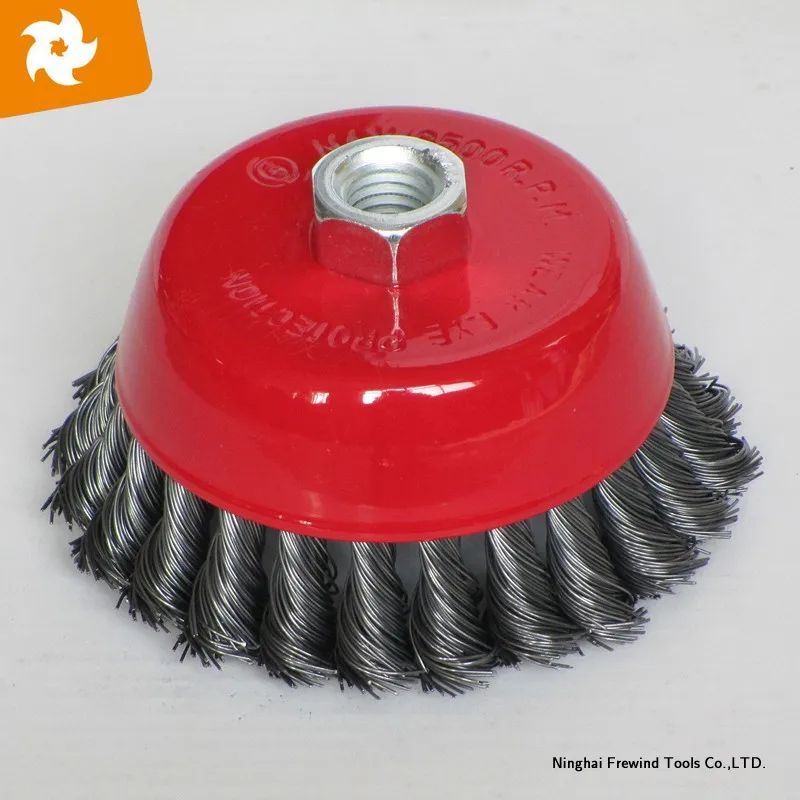 8500 Rpm Twisted Steel Wire Brush Multicolor Nylon Wire Crimped Knot
