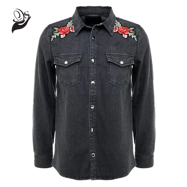 floral denim shirt mens