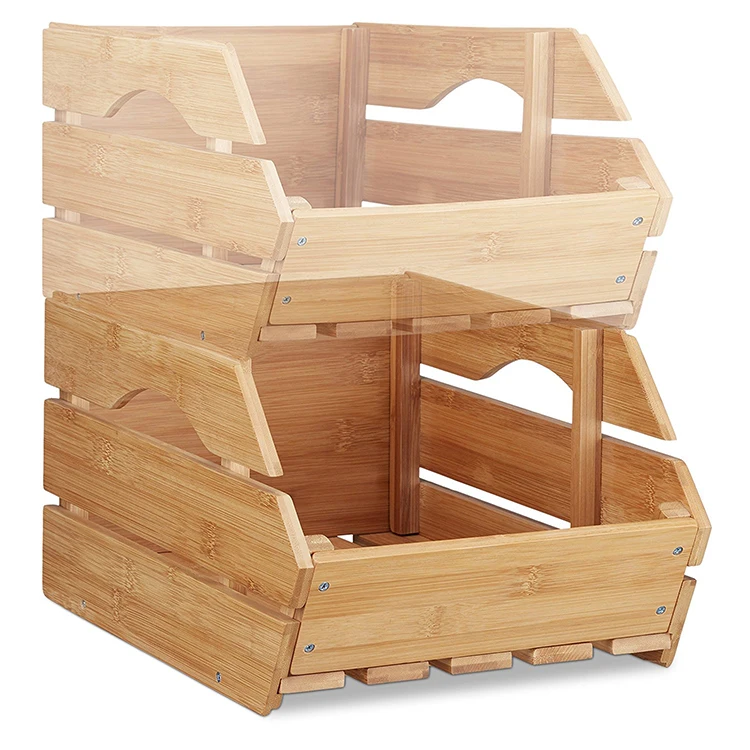 Bamboo Fruit Organizer Stacking Crate Storage Box Stackable Bins Buy