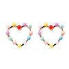 Fashion colorful beads gold heart stud earrings for girls cute 925 silver post crystal heart earring