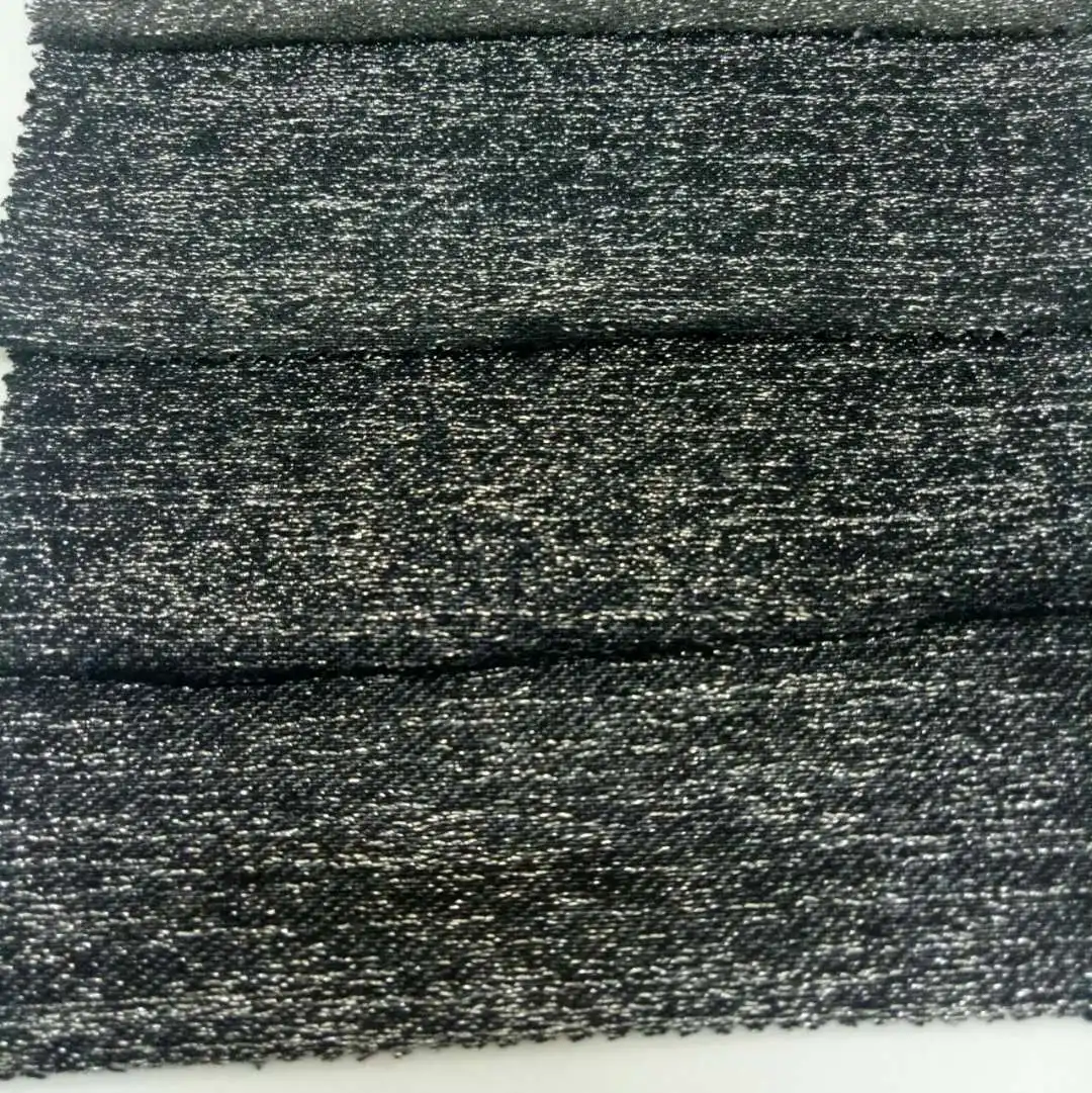 Black Cotton Poly Spandex Siver Lurex Denim Fabric - Buy Silver Lurex ...