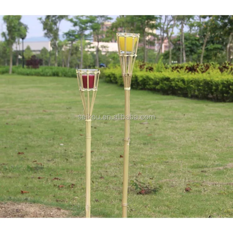 Garden Scented Citronella Candles Torch Colour Wax Bamboo Outdoor Patio Lights 