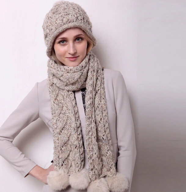 Womens winter hat with attached clearance scarf