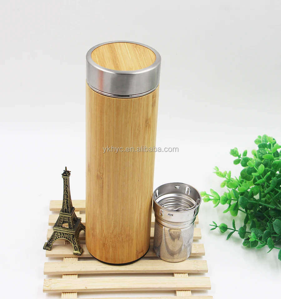 Personalized Bamboo Tea Tumbler Thermos With Infuser And Strainer