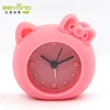 Children pink cat shape rubber alarm clock