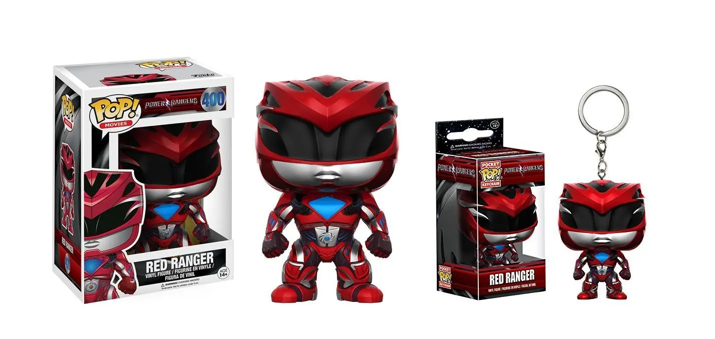 Funko POP! Movies: Power Rangers Red Ranger POP and Red Ranger POP Key Chain - BUNDLE