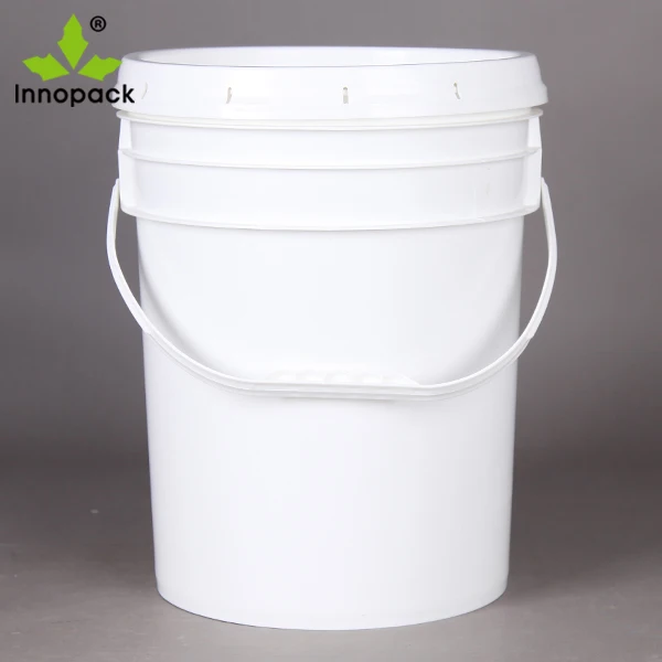 White 5 Gallon Plastic Pail With Tear Tap Cover And Metal Handle