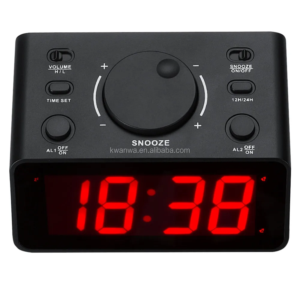 Kwanwa Cordless Digital Led Dual Alarm Clock Easy To Set 2 Alarms With