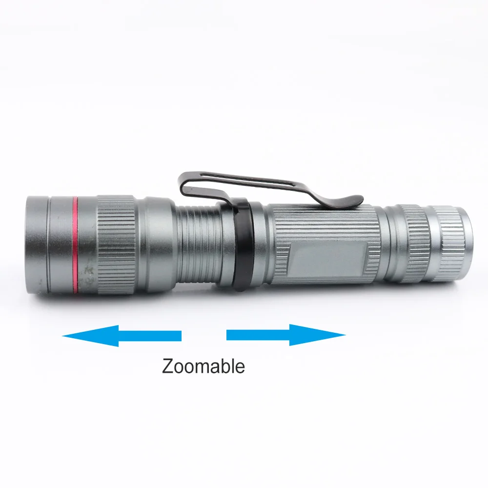 Custom Logo Aluminum Zoom Mini LED flashlight With Clip factory