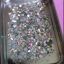 Misture Tamanhos 1000 Unidades/pacote Crystal Clear AB Não Hotfix Strass Flatback Prego Rhinestoens Para Unhas 3D Nail Art Decoração Gems