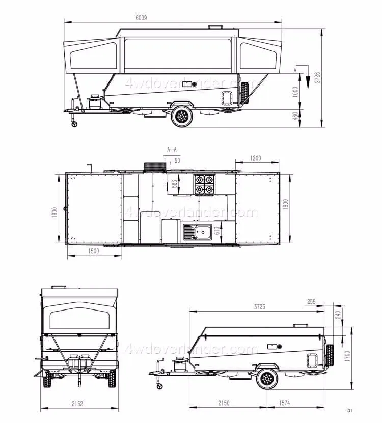 Full Equipped Touring Pop Up Campers Trailer - Ideal for 2 to 4 People ...